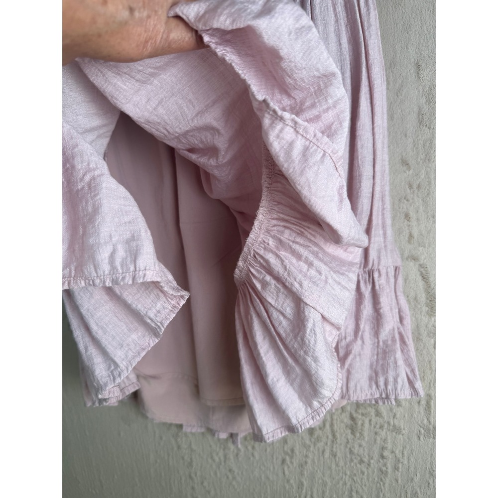 Adrianna Papell One Shoulder Chiffon Cocktail Dress Womens 10 Blush Pink Ruffle - Picture 7 of 10
